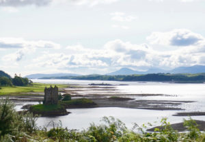 Castle Stalker, located on an island 25 miles north of Oban, a port town. Limited tours are available, book in advance.